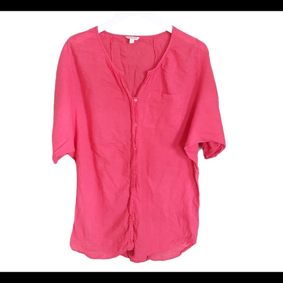 MONSOON Rawnie Beach Shirt/Coverup With Button Front & Pocket Coral Pink Small - Picture 4 of 9